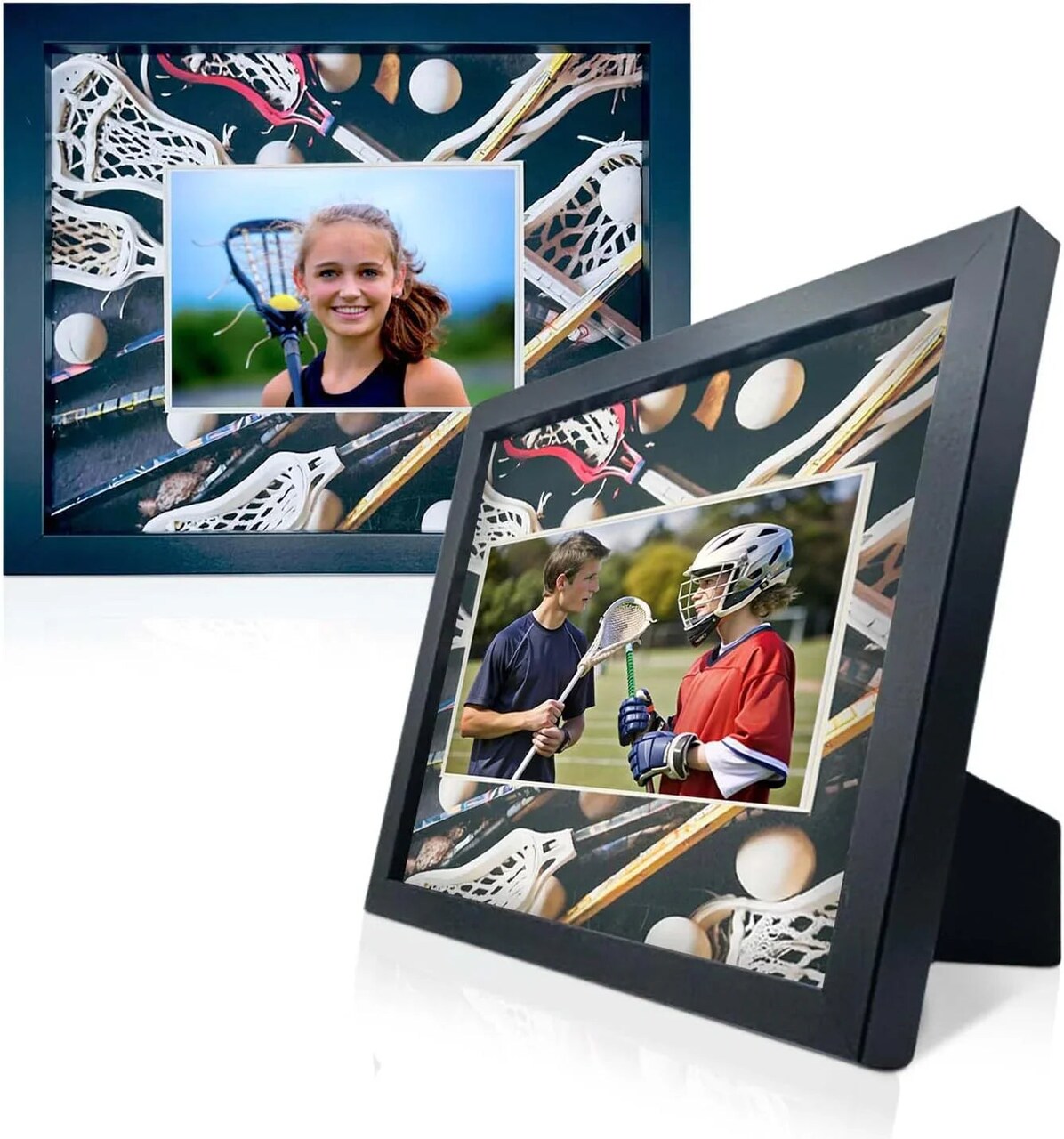 Lacrosse Picture Frame – 5x7 Photo Display with Lacrosse-Themed Mat | 12x14.5 Frame for Wall or Tabletop